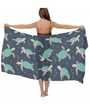 Women's Swimwear Cover Ups- Summer Vacation Beach Sarong Soft Shawl Wrap - Sea Turtles Green Mint - CA19C4KH6C6 $24.76-Cover-Ups