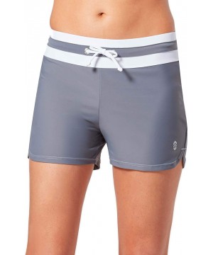 Women's Plus Size Drawstring Swim Short - Cloud Grey/White - CZ195ZTMW33 $38.34-Board Shorts