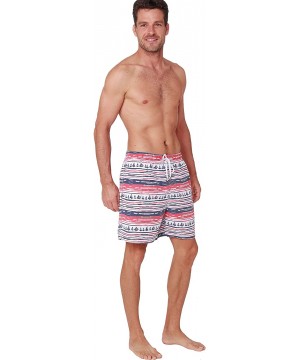 Performance Men's Quick Dry SPF50+ Swim Trunks Water Shorts Swimsuit Beach Shorts with Mesh Lining - Americana Boat - C9189I0...