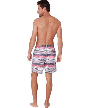 Performance Men's Quick Dry SPF50+ Swim Trunks Water Shorts Swimsuit Beach Shorts with Mesh Lining - Americana Boat - C9189I0...