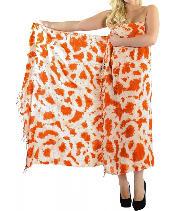 Women's One Size Sarong Beach Blanket Pareo Wrap Skirt Tie Hand Tie Dye - Pumpkin Orange_l649 - CV187DE9AQT $13.75-Cover-Ups