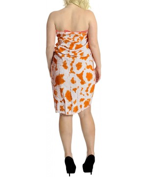 Women's One Size Sarong Beach Blanket Pareo Wrap Skirt Tie Hand Tie Dye - Pumpkin Orange_l649 - CV187DE9AQT $13.75-Cover-Ups