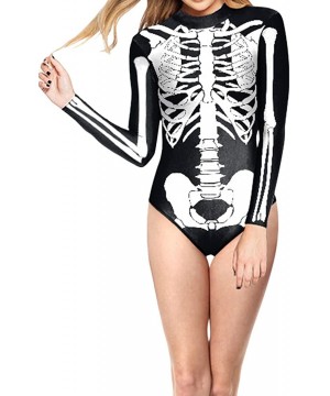 Women Halloween Skull Costume Printing Skeleton Cosplay Jumpsuit Romper - Print 21 - C618X75E5DY $23.82-One-Pieces