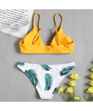 Women's Bikini Sets Cut Flower Two Piece Swimsuit Pushups Swimwear Beachwear - 2 - Yellow - C918WAURWY6 $11.43-Bottoms