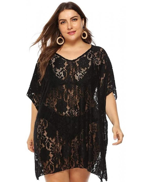 Women Swimwear Cover-Up Plus Size V-Neck Hollow Out Swimsuit Bathing Suit Beach Dress - Style H - CA190HTTK5G $13.94-Cover-Ups