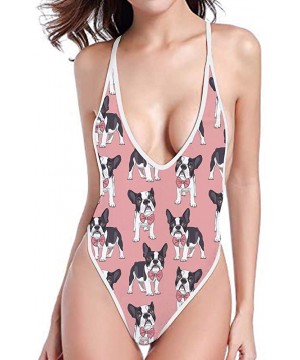 Sexy Women Monokini Deep V One Piece Backless Cheeky Swimwear Bikini - Print 9 - C218OSGMC0T $25.10-One-Pieces