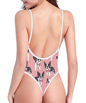 Sexy Women Monokini Deep V One Piece Backless Cheeky Swimwear Bikini - Print 9 - C218OSGMC0T $25.10-One-Pieces