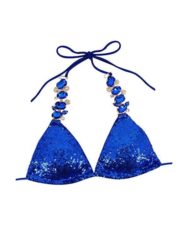 Women Sequin Sexy Swimwear Shining Rhinestone Crystal Bikini Set Push Up Padded Bra Beach Suit - Royal Blue - CP18OR8ZWR6 $16...