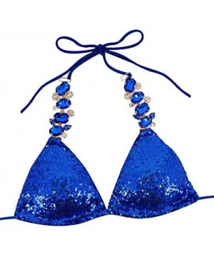 Women Sequin Sexy Swimwear Shining Rhinestone Crystal Bikini Set Push Up Padded Bra Beach Suit - Royal Blue - CP18OR8ZWR6 $16...