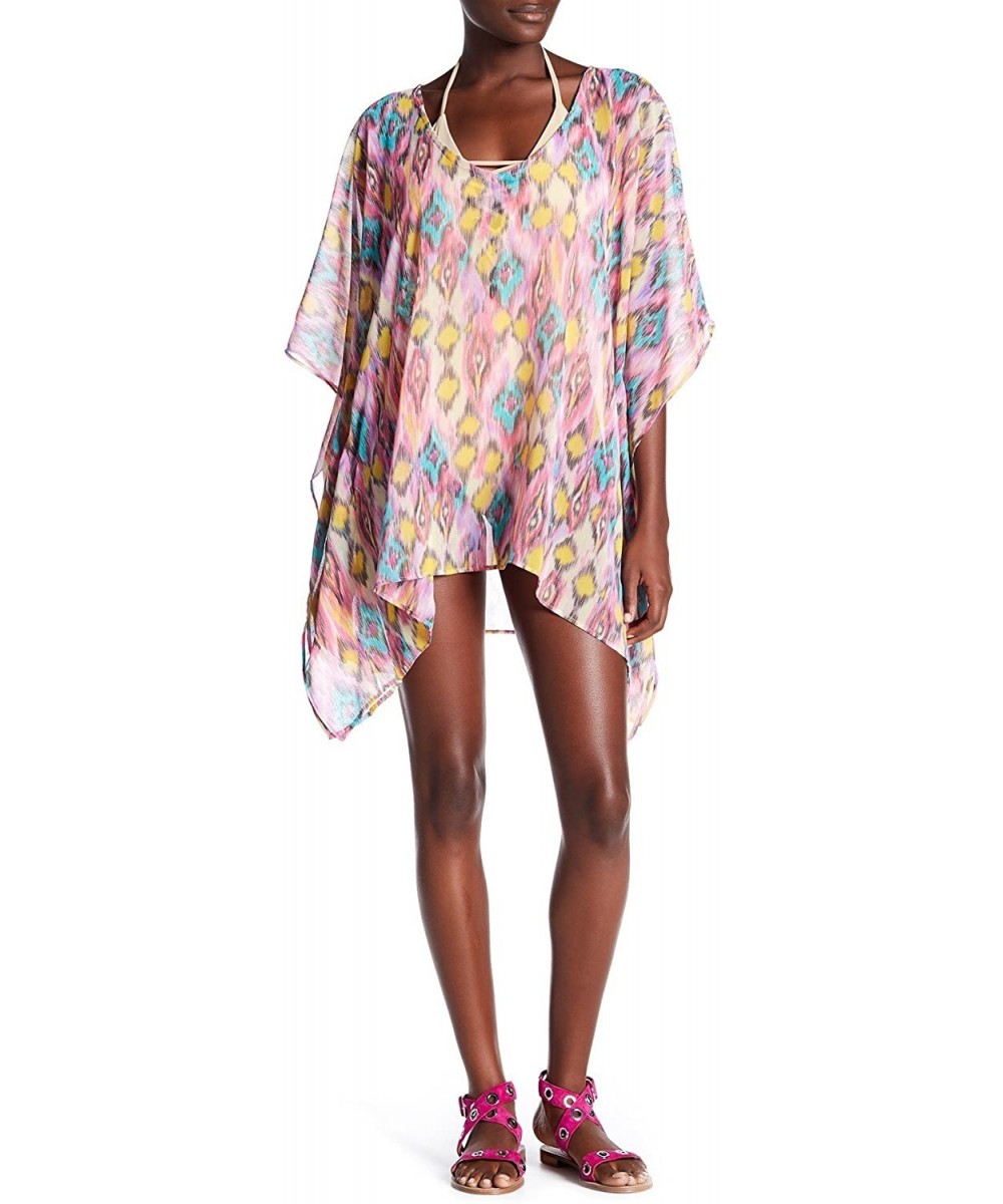 Printed Multi Colored Sheer Luxury Kaftan Cover Ups | Bikini & Swimsuit Cover Ups | by GOGA Swimwear - Hazey Pink - CI18E726Y...