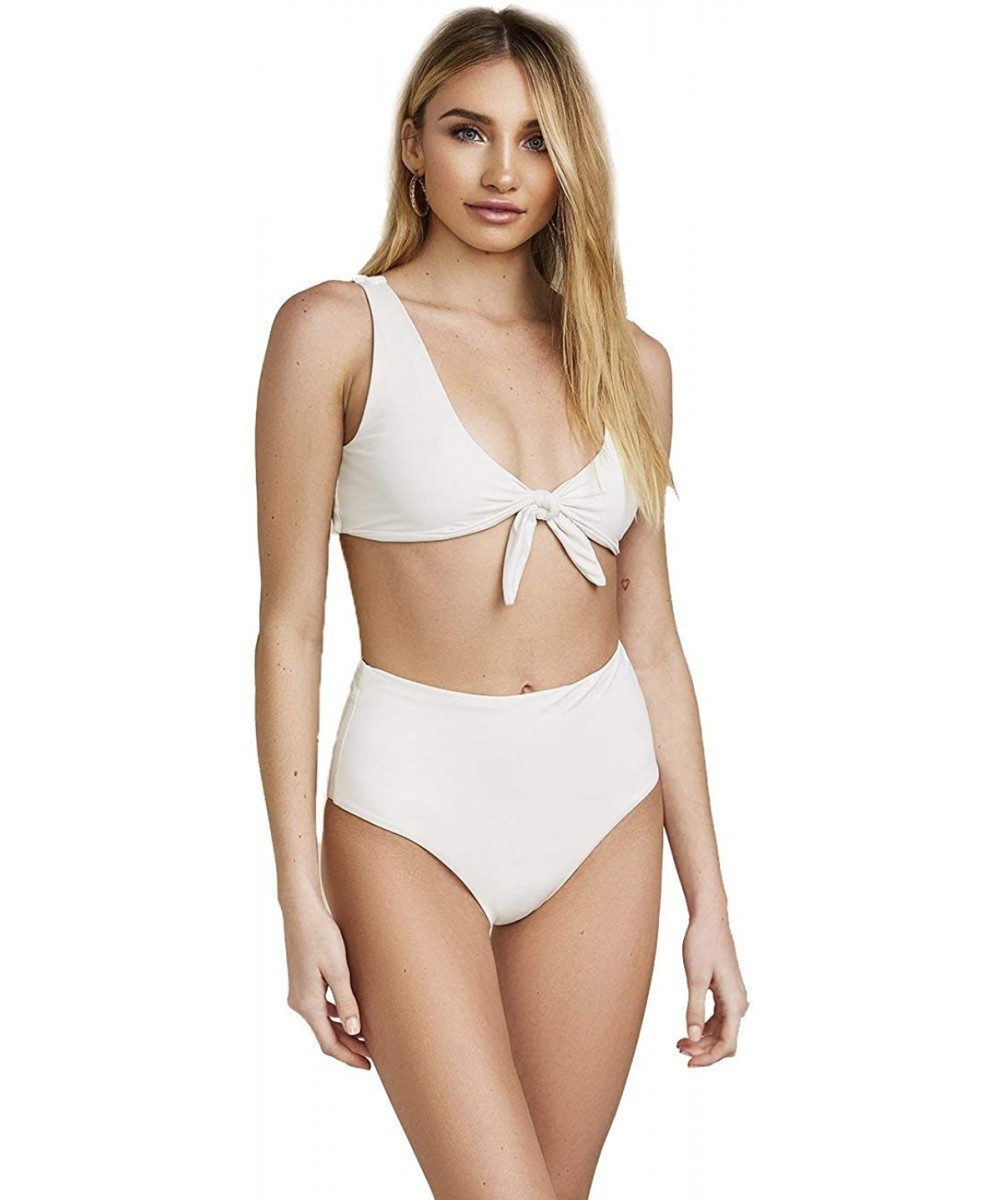 Seamless Moderate Coverage High-Waist Bikini Bottom - Ivory - C518NYU4TRE $18.00-Tankinis