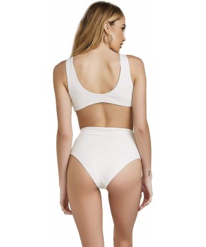 Seamless Moderate Coverage High-Waist Bikini Bottom - Ivory - C518NYU4TRE $18.00-Tankinis