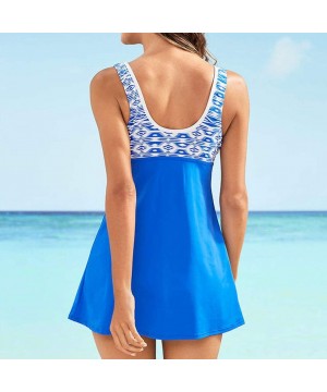 Halter Tankini Bathing Suits for Women Low-Cut Polka Dot Flower Print Dressy Top with High Waisted Swim Bottom Swimwear - Zeb...