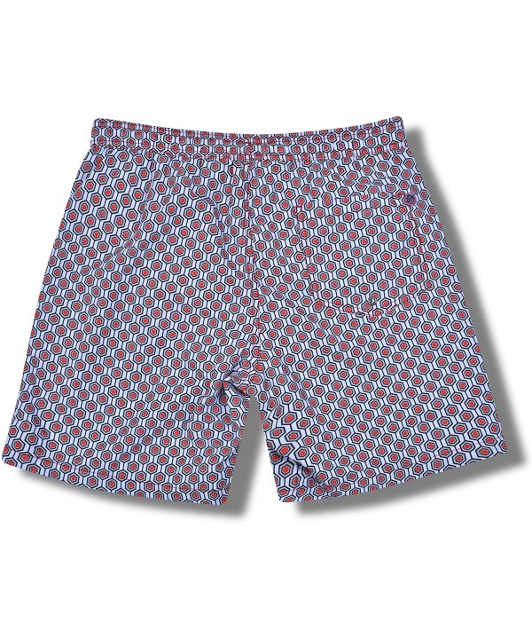 Men's Swim Trunks with Mesh Lining - Swimsuit & Swimshorts - Quick Dry Swimming Bathing Suit with Pockets - Geometic Red/Grey...