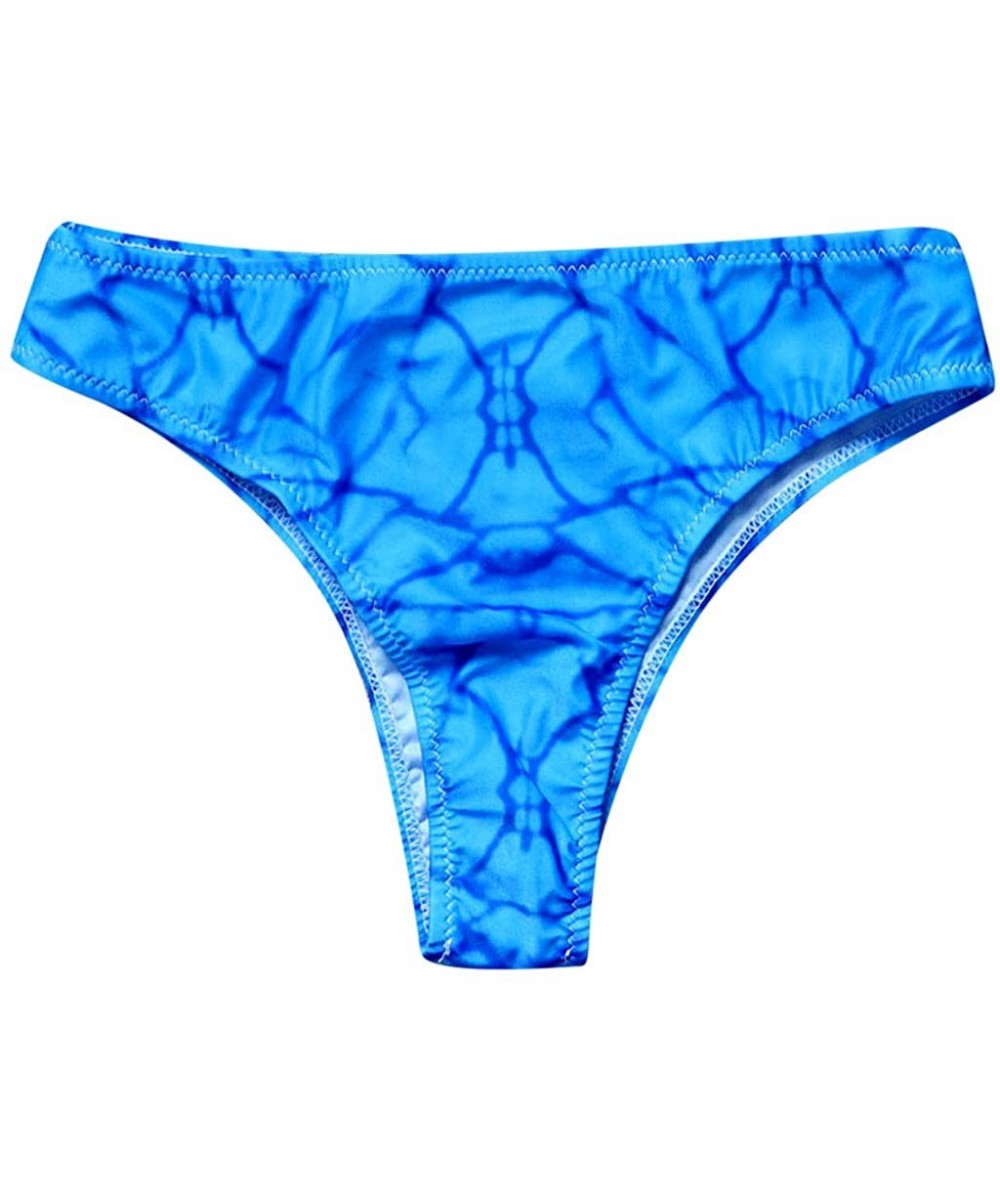 Scrunch Butt Bikini Bottoms for Womens Tie-dye Brazilian V Cheeky Swimsuit - Blue - CE196IXALSW $8.25-Bottoms