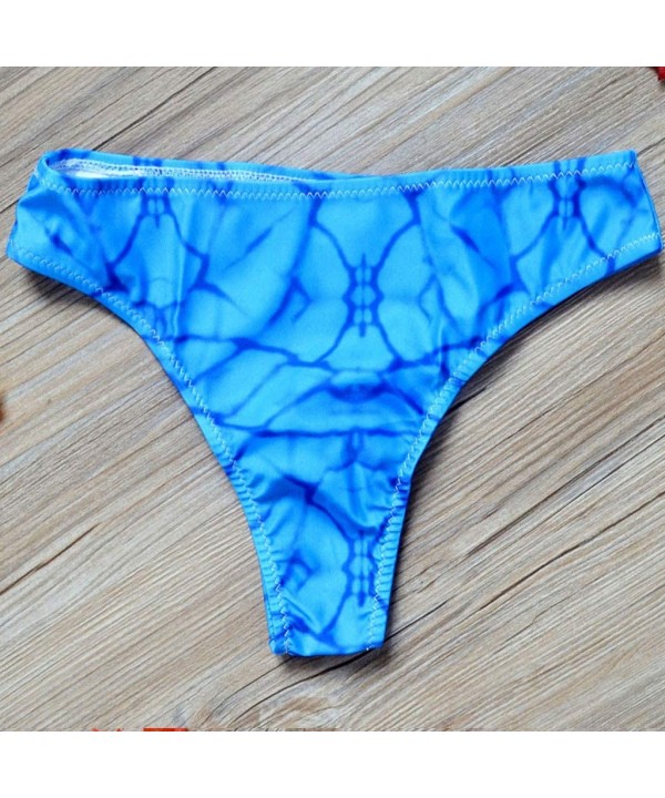 Scrunch Butt Bikini Bottoms for Womens Tie-dye Brazilian V Cheeky Swimsuit - Blue - CE196IXALSW $8.25-Bottoms