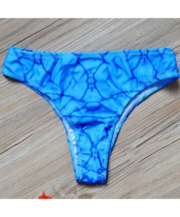 Scrunch Butt Bikini Bottoms for Womens Tie-dye Brazilian V Cheeky Swimsuit - Blue - CE196IXALSW $8.25-Bottoms