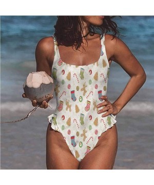 One Piece Swimwear Christmas- Traditional Holiday- Trendy- Sexy - Multi 03-one-piece Swimsuit - CA19E6YYIA9 $25.96-Bottoms