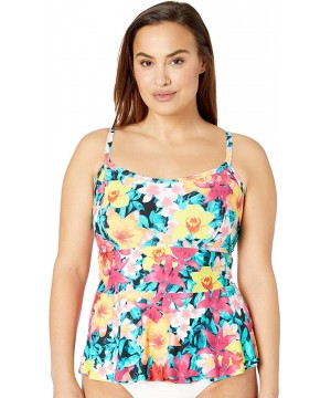 Women's Plus Size Olivia Layered Tankini Top Swimsuit - Native Blooms - CQ18GWCXLIW $42.67-Tankinis