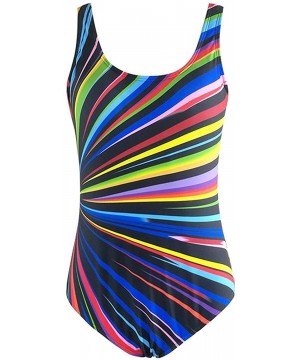 Womens Tribal Printed Plus Size One Piece Swimsuits Bandeau Slimming Control Athletic Bathing Suit - B Rainbow - CG18NLGKGTT ...