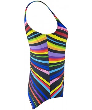 Womens Tribal Printed Plus Size One Piece Swimsuits Bandeau Slimming Control Athletic Bathing Suit - B Rainbow - CG18NLGKGTT ...