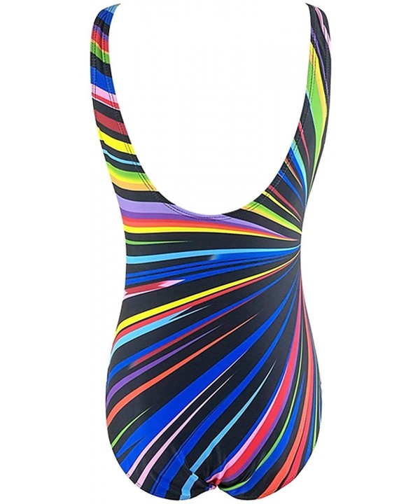 Womens Tribal Printed Plus Size One Piece Swimsuits Bandeau Slimming Control Athletic Bathing Suit - B Rainbow - CG18NLGKGTT ...