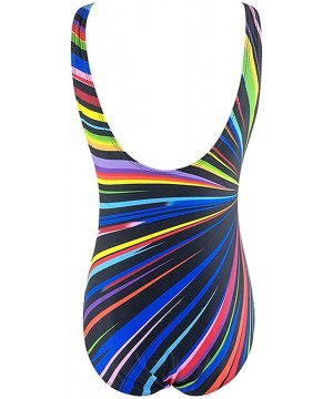 Womens Tribal Printed Plus Size One Piece Swimsuits Bandeau Slimming Control Athletic Bathing Suit - B Rainbow - CG18NLGKGTT ...