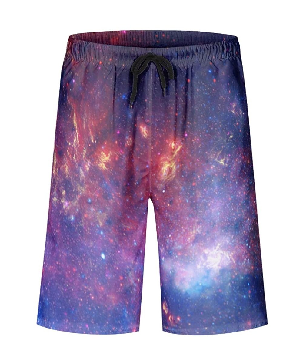 Men's Galaxy Printed Water Swim Trunks Bathing Suits Comfort Travel Shorts (Big and Tall) - White - C418W6YR2NC $17.58-Trunks