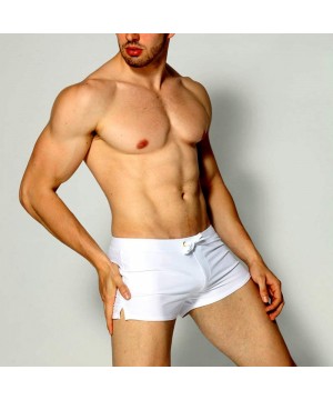 Mens Boys Sexy Swimwear Swim Boxer Briefs Board Surfing Shorts Swimming Trunks Swimsuit - White - C518DC5YYIT $10.96-Briefs