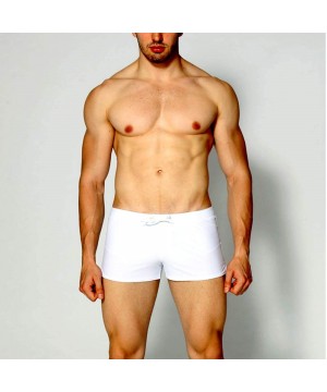 Mens Boys Sexy Swimwear Swim Boxer Briefs Board Surfing Shorts Swimming Trunks Swimsuit - White - C518DC5YYIT $10.96-Briefs