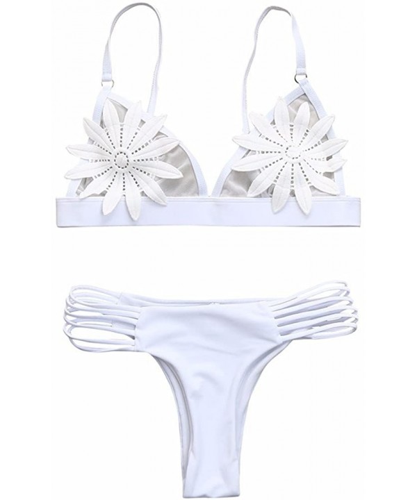 Padded Bra-Sexy Women Floral Push-up Bikini Set Swimsuit Swimwear Bathing Set - White - CZ18033A654 $17.02-Sets