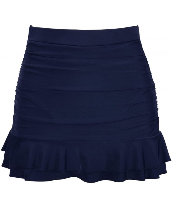 Womens High Waist Swim Skirt Bikini Bottom Ruffle Hem Swim Bottom Tankini - Navy - C918DA0CIL9 $13.94-Bottoms