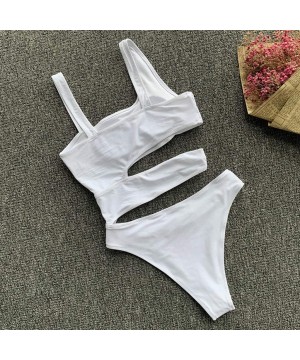 Women's Solid Piece of Swimsuit Bikini Swimwear Beachwear Custume Bathing Suit - White - CQ1962N45KX $14.61-Tankinis