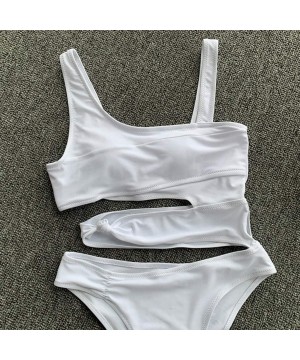 Women's Solid Piece of Swimsuit Bikini Swimwear Beachwear Custume Bathing Suit - White - CQ1962N45KX $14.61-Tankinis