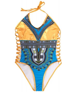 Women Sexy One Piece Metalic Gold Indian Printing Swimsuit Beach Club Bodysuit - Green - C9180GI882D $13.02-One-Pieces