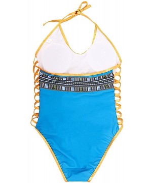 Women Sexy One Piece Metalic Gold Indian Printing Swimsuit Beach Club Bodysuit - Green - C9180GI882D $13.02-One-Pieces