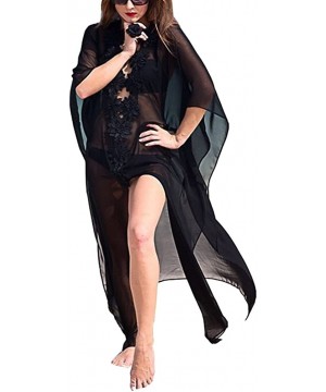 Women's Sexy Sheer Bikini Swimsuit Cover up Swimwear Beachwear Maxi Beach Dress - Black - C518CN005G3 $14.06-Cover-Ups