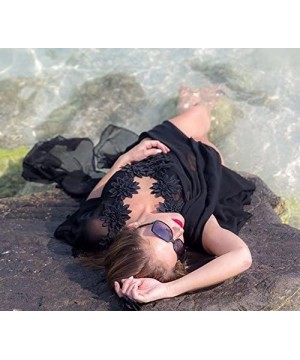 Women's Sexy Sheer Bikini Swimsuit Cover up Swimwear Beachwear Maxi Beach Dress - Black - C518CN005G3 $14.06-Cover-Ups