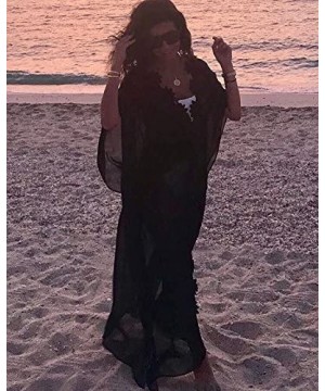 Women's Sexy Sheer Bikini Swimsuit Cover up Swimwear Beachwear Maxi Beach Dress - Black - C518CN005G3 $14.06-Cover-Ups