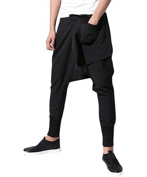 Men's Baggy Harem Pants Aladdin Jogging Hippie Yoga Drop Crotch Capri Pants with Pockets - Black1 - C119CS755K4 $30.92-Briefs