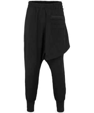 Men's Baggy Harem Pants Aladdin Jogging Hippie Yoga Drop Crotch Capri Pants with Pockets - Black1 - C119CS755K4 $30.92-Briefs