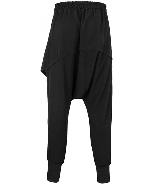 Men's Baggy Harem Pants Aladdin Jogging Hippie Yoga Drop Crotch Capri Pants with Pockets - Black1 - C119CS755K4 $30.92-Briefs