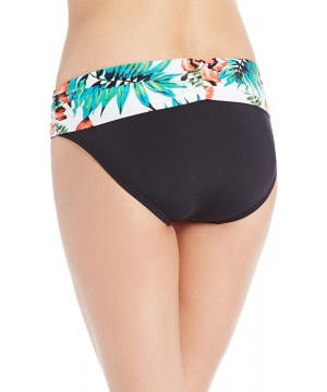 Women's Bikini Bottom Swimsuit with Front Tie Detail - Zambia Garden Castaway Black - CD11HCTB0GR $16.68-Bottoms