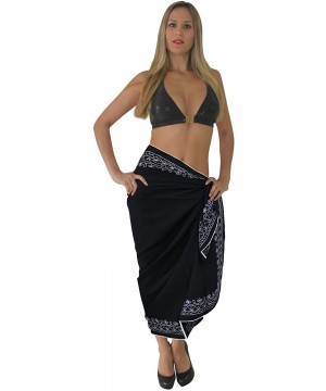 Women's One Size Swimwear Bikini Cover-Up Beach Towel Wrap Embroidered - Halloween Black_d941 - CB119PH82I3 $13.14-Cover-Ups