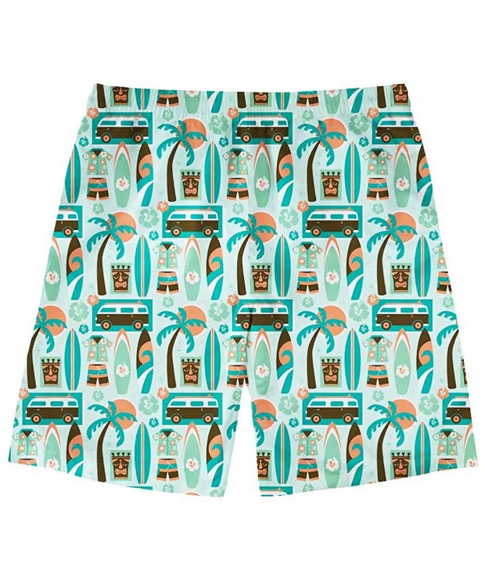 Men's Summer Beach Shorts Board Swim Trunks with Pockets Sports Shorts - Retro Surf - CY196WX2CR8 $9.99-Trunks