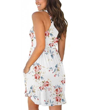 Women's Summer Casual T Shirt Sundress Swimsuit Cover Ups with Pockets - White - CX19CMNQSG4 $26.58-Cover-Ups