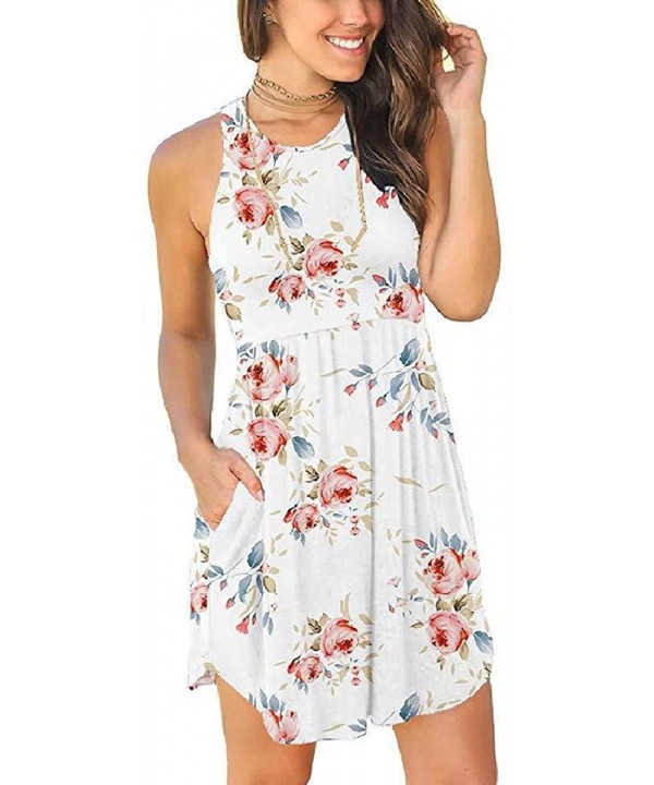 Women's Summer Casual T Shirt Sundress Swimsuit Cover Ups with Pockets - White - CX19CMNQSG4 $26.58-Cover-Ups