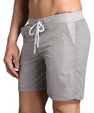 Men's Quick Dry Swim Trunks Beach Shorts with Pockets for Running Swimming Surfing - Grey - CK189W0R3UT $17.25-Trunks