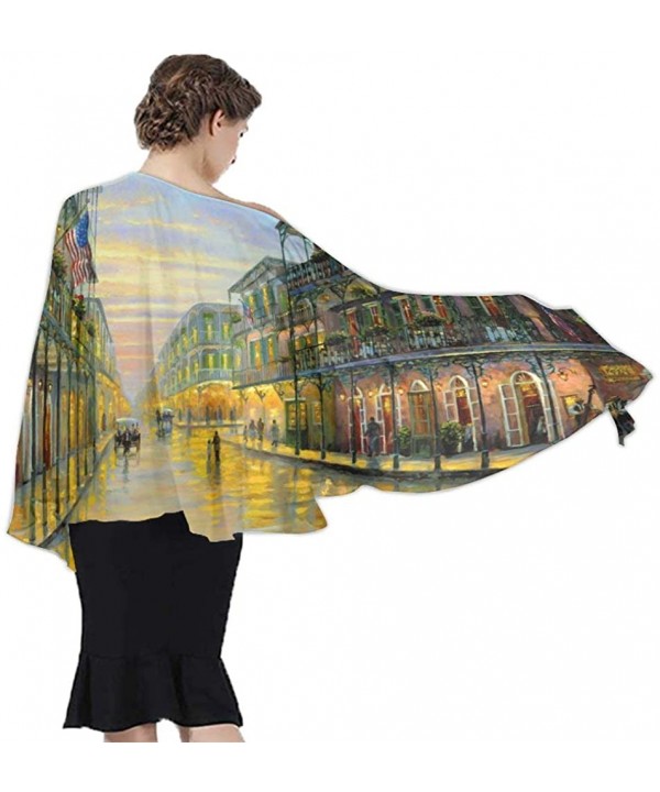 Women's Swimwear Cover Ups- Summer Vacation Beach Sarong Soft Shawl Wrap - Vintage Small Town Oil Painting - CV19C6NOAHQ $21....