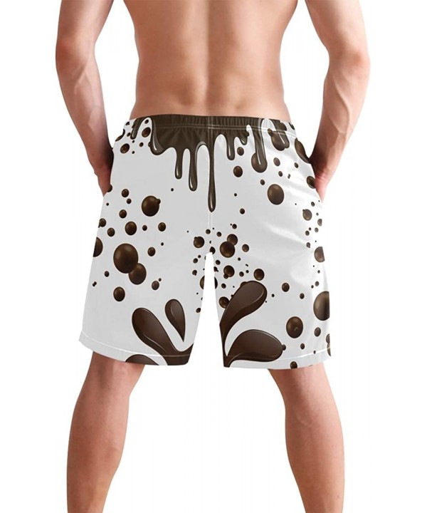 Men's Swim Trunks Japanese Cherry Blossom with Mount Fuji Quick Dry Beach Board Shorts with Pockets - Chocolate - CU18OM3OI7X...